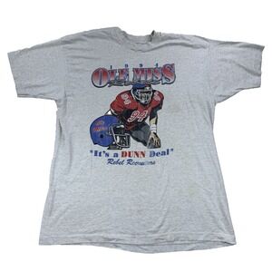 VTG Mens Ole Miss Rebels Football T Shirt Dunn Deal Gray Size XL NCAA 1994